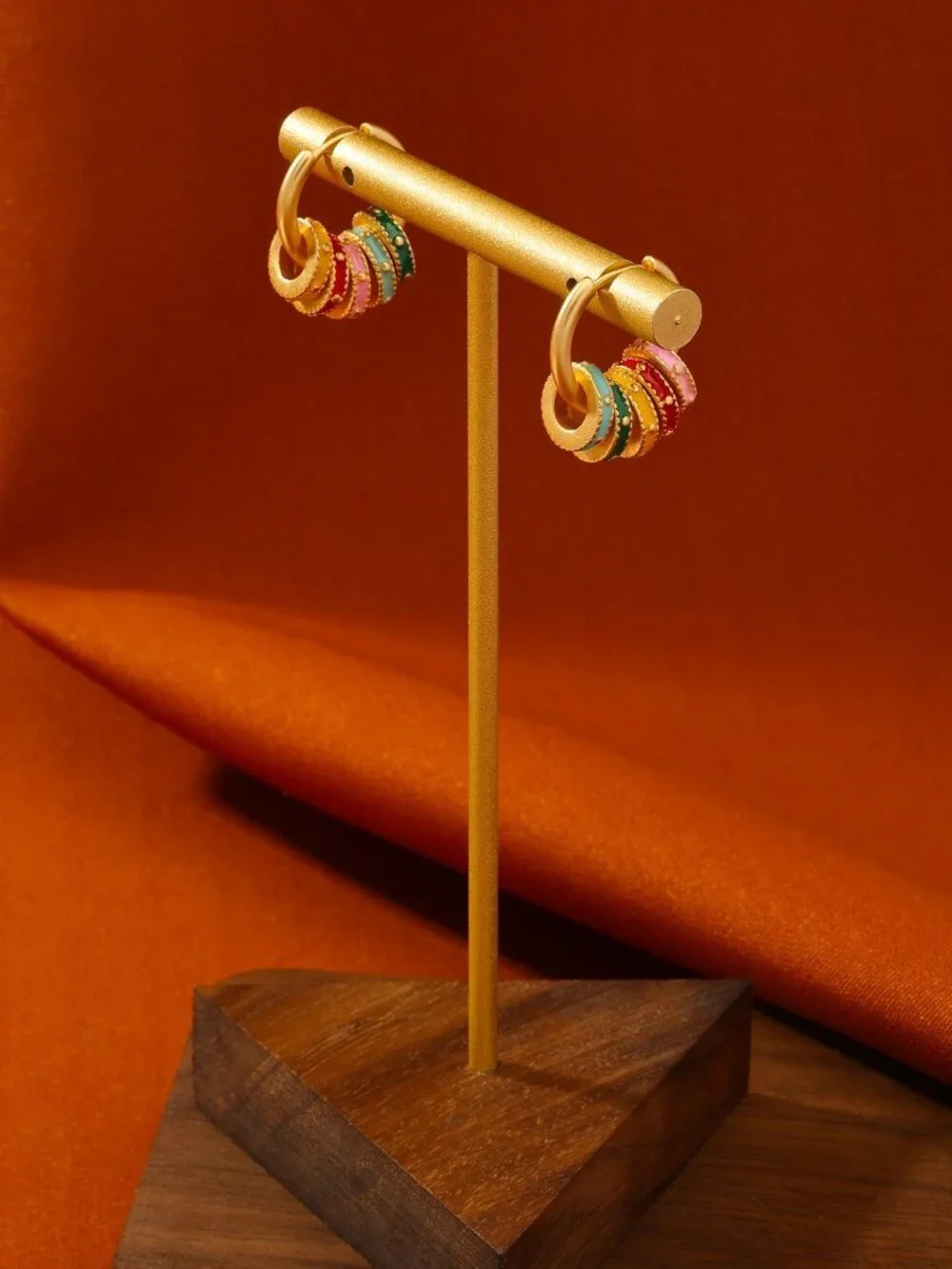 Gold Casual Women's multicolor Geometric Hoop Earrings